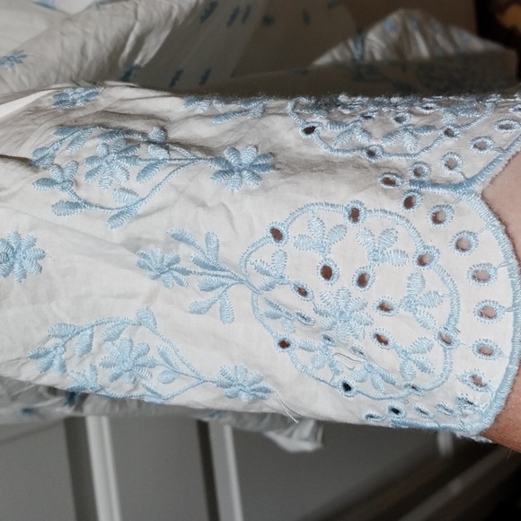 Nwt Rachel Zoe White Dress with Blue Floral Accents - Picture 7 of 17